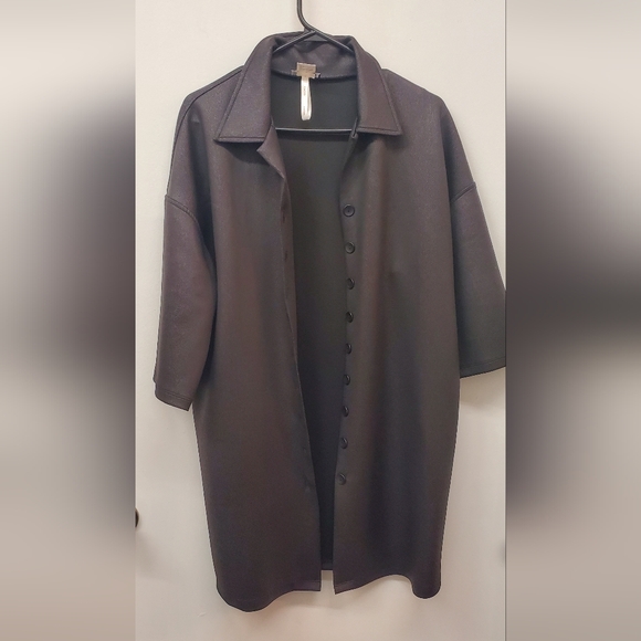 Kim & Co Tops - Women's Black Button Down Shirt Coat Dress Small Oversized fit